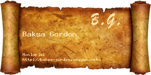 Baksa Gordon névjegykártya